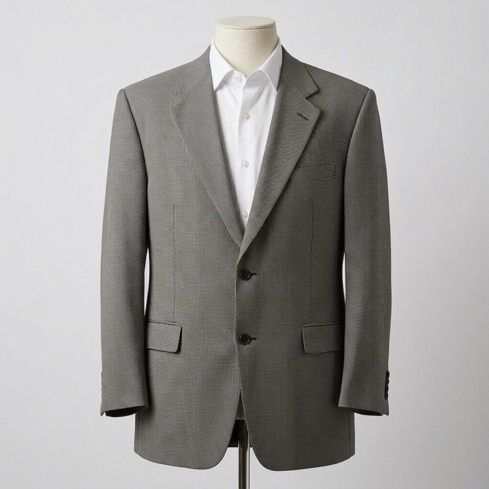 John W Nordstrom LESSONA Wool Silk Sport Coat Blazer Jacket 46XL Micro Check